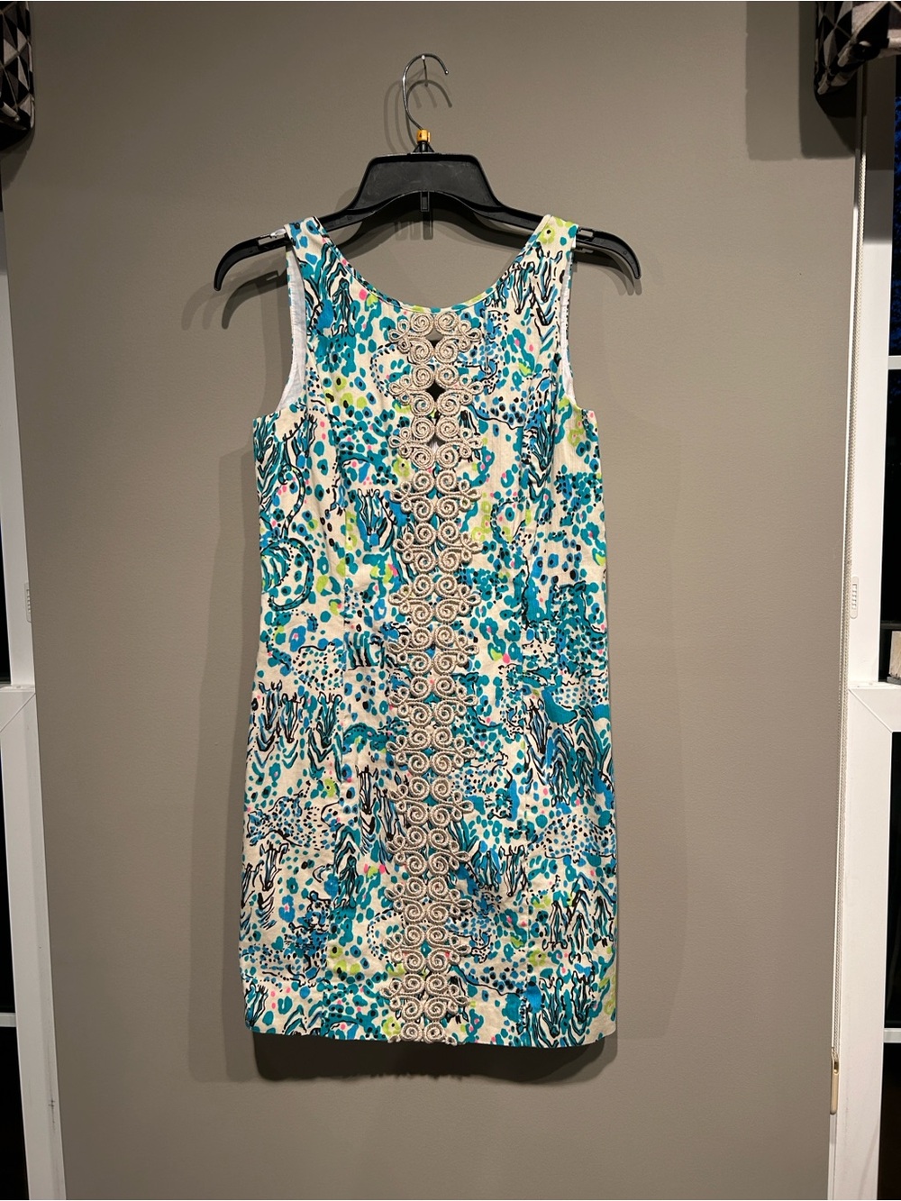 Lilly Pulitzer Teal, White & Yellow Printed Sleeveless Shift Dress